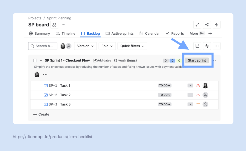 How to start a Jira sprint