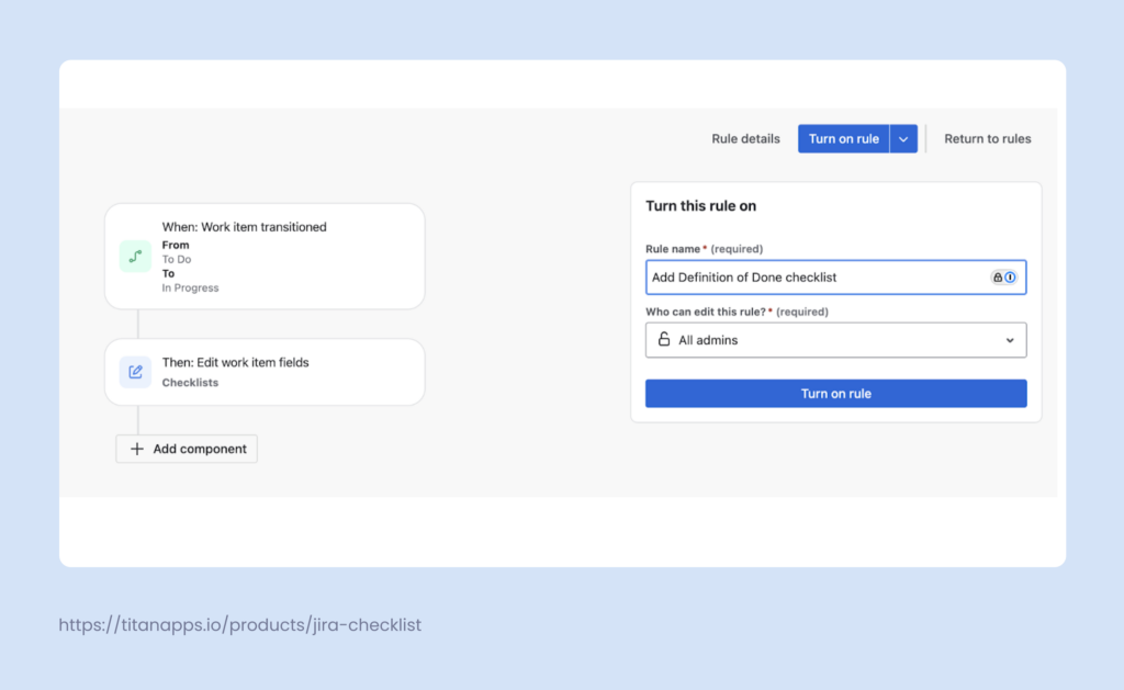 DoD checklist template - use with Automation for Jira 4