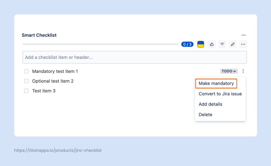 Smart Checklist - mandatory items