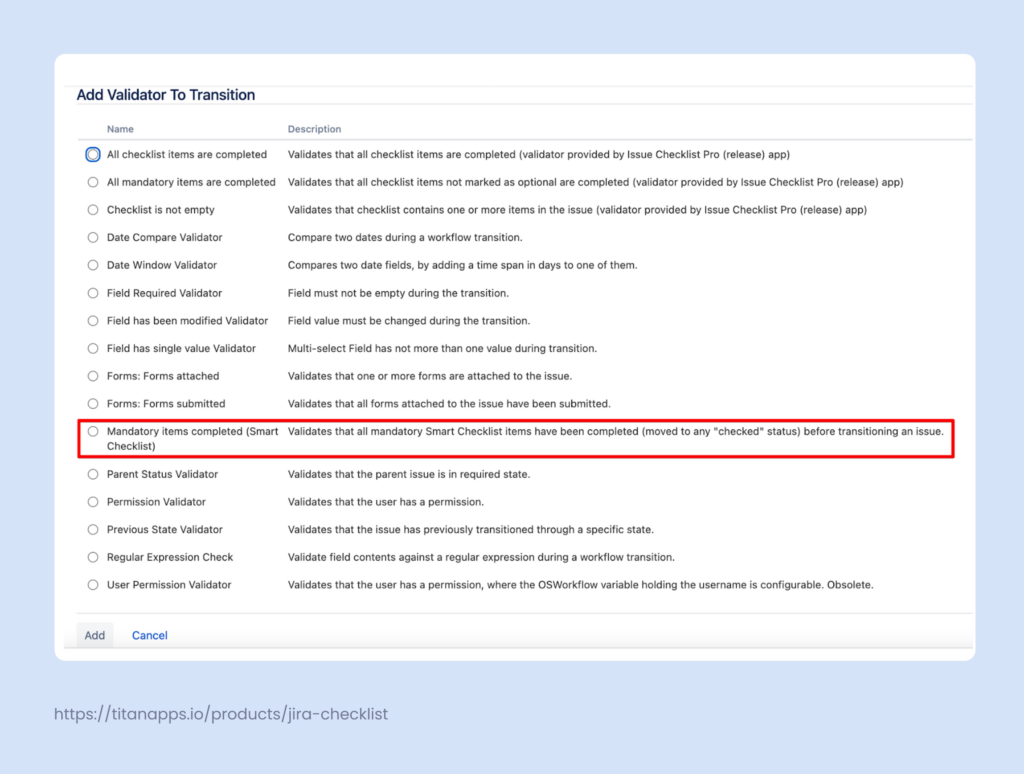 Mandatory items completed (Smart Checklist)