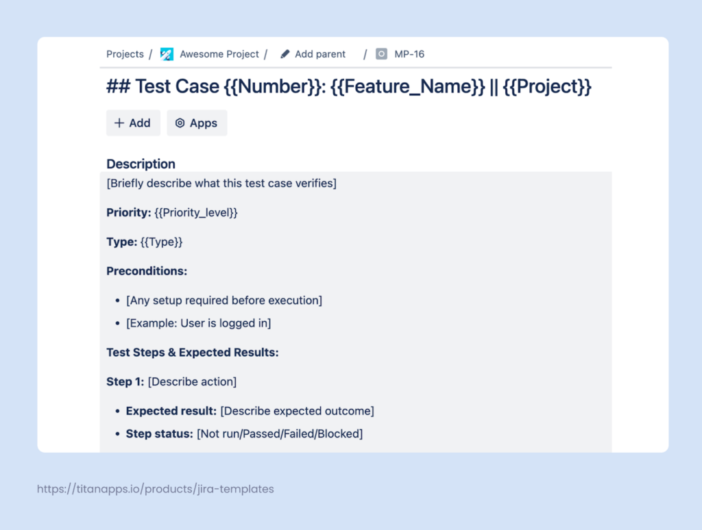 2 - A Test Case Template With Variables