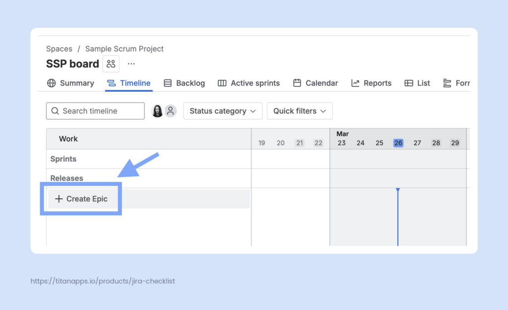 1. Create epic in Timeline view