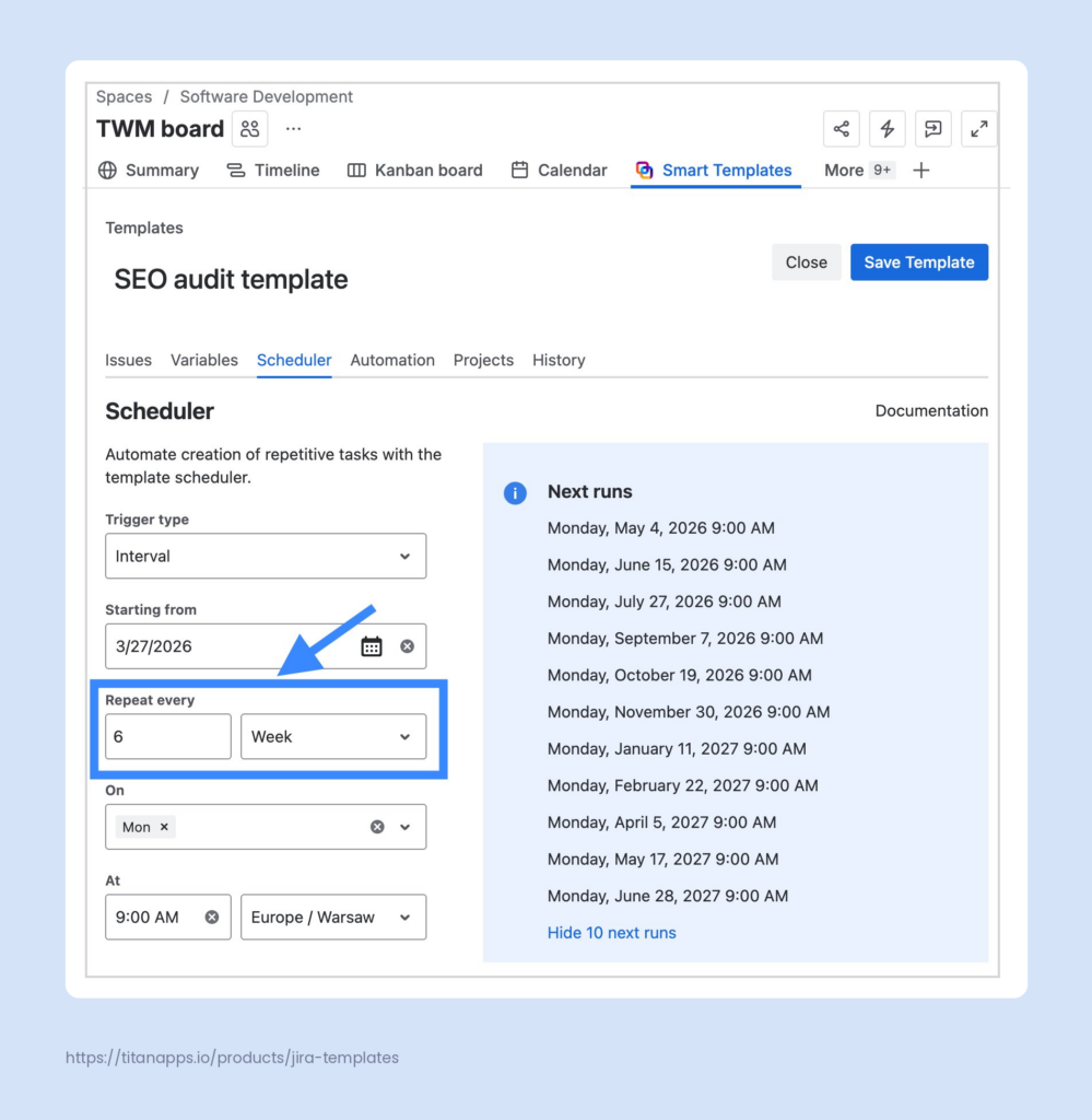 5 Smart Templates Scheduler setup
