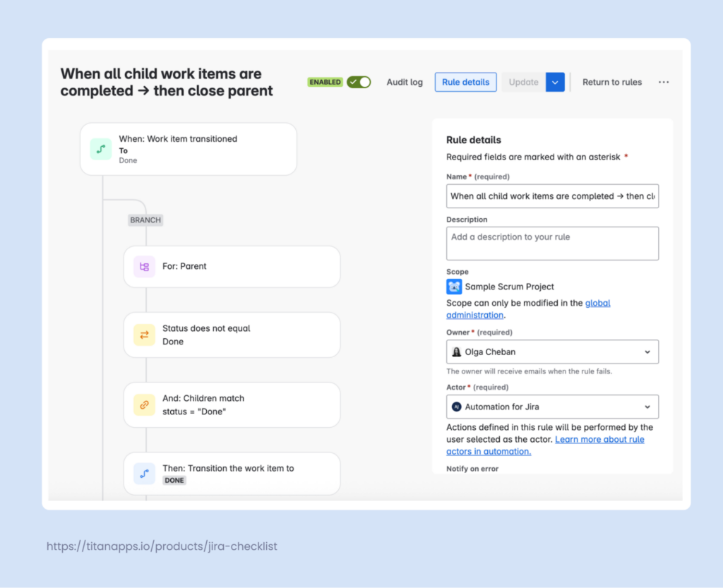 6 Auto-transition epic to Done rule