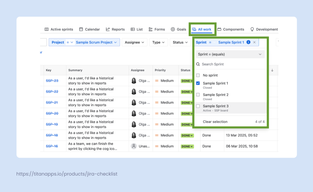 0. View Previous Sprints in Jira by Applying Filters