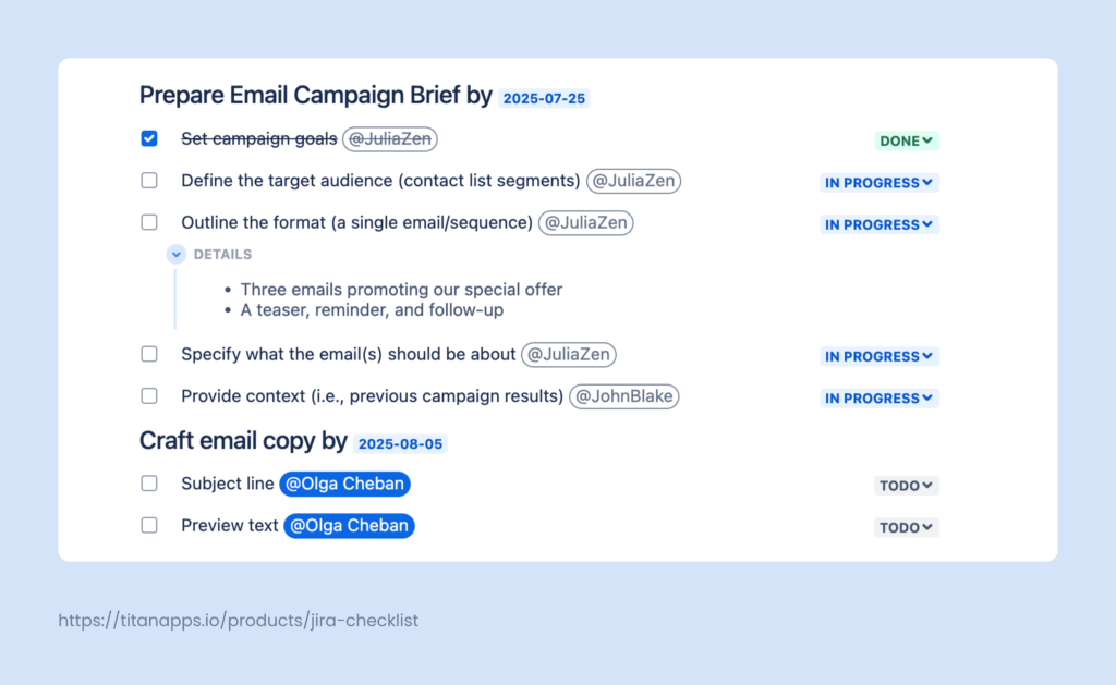 Email campaign template example