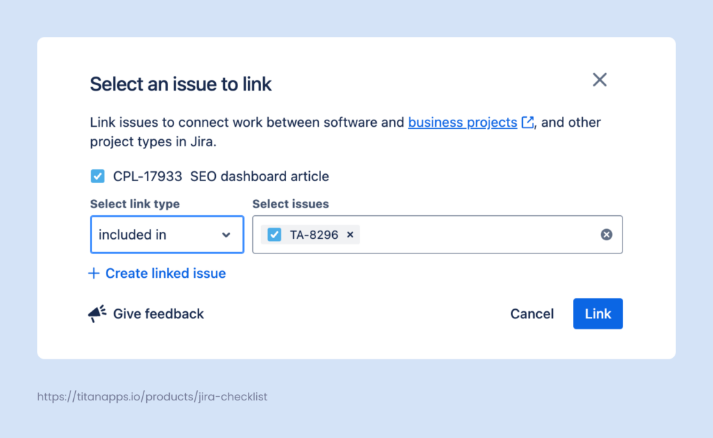 2. Link Issues From the Jira Board