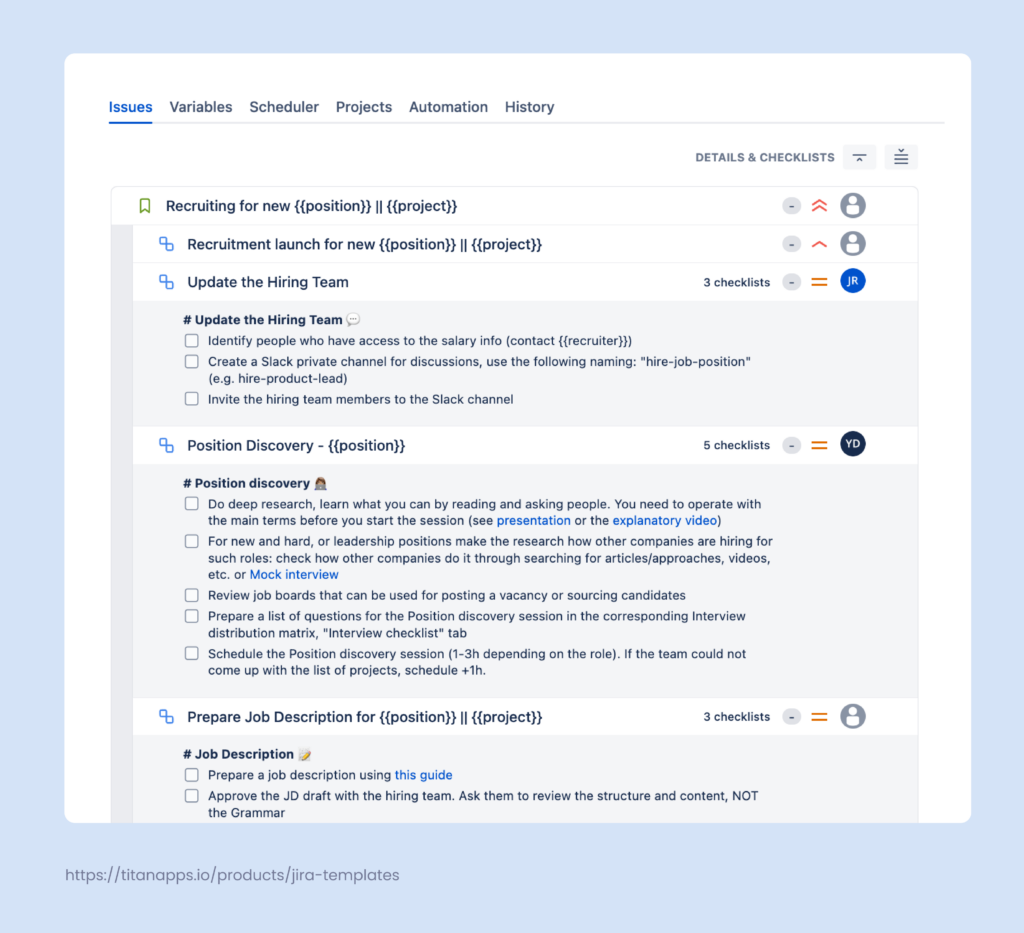 3. Jira Template for Recruitment epic - Smart Templates