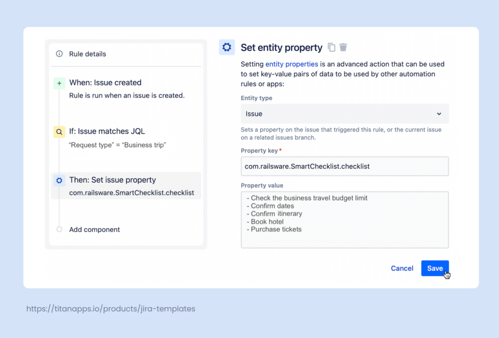 8. Automation For Jira for HR Jira Service Management - Rule example