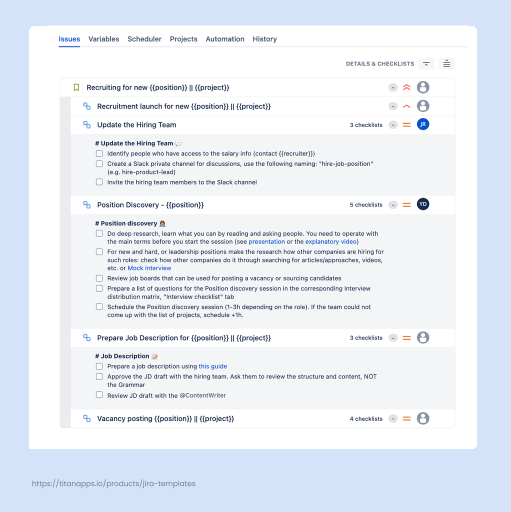 recruitment process template for Jira - Smart Templates 