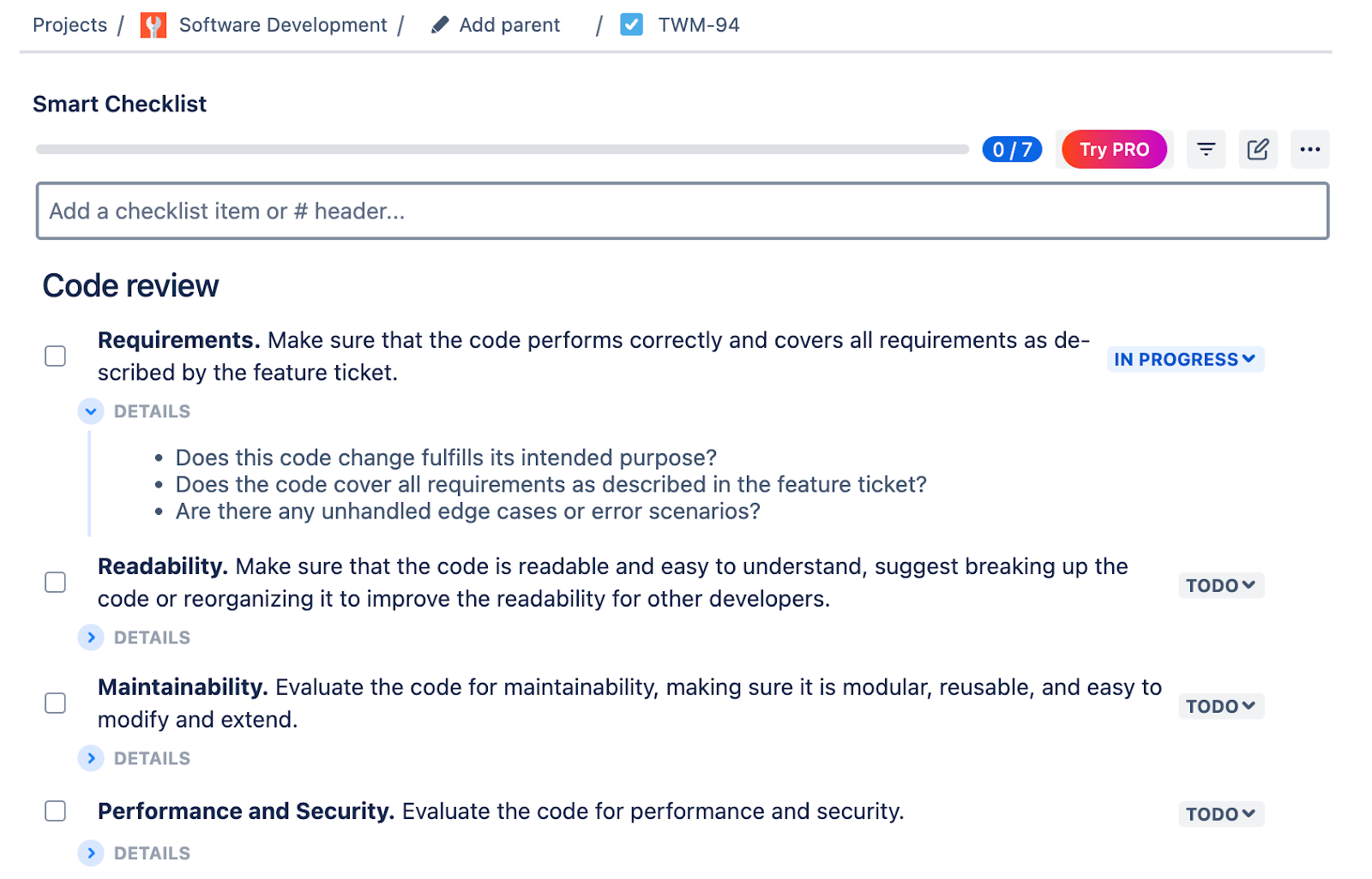 Code review template