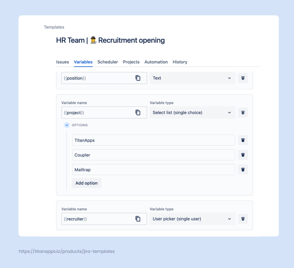 Adding variables to a Jira Position Opening Template