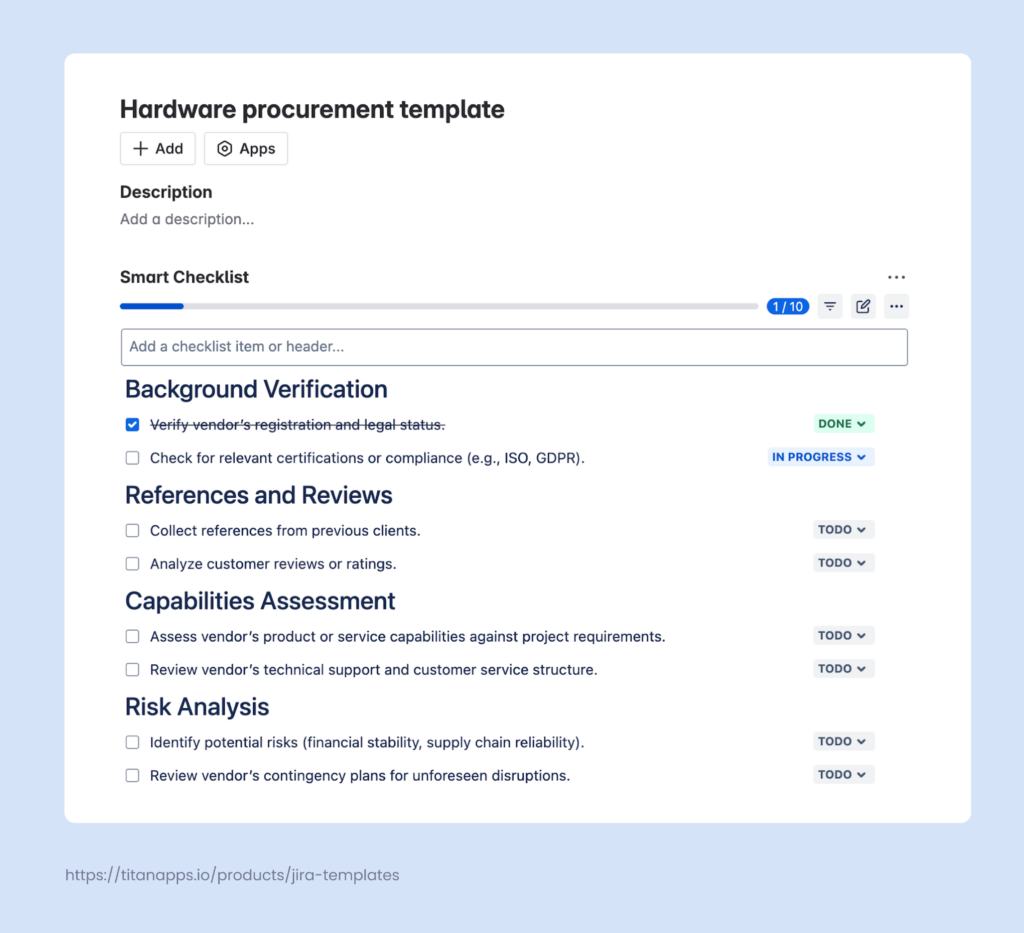 A Hardware Procurement Template in the Form of a Checklist 