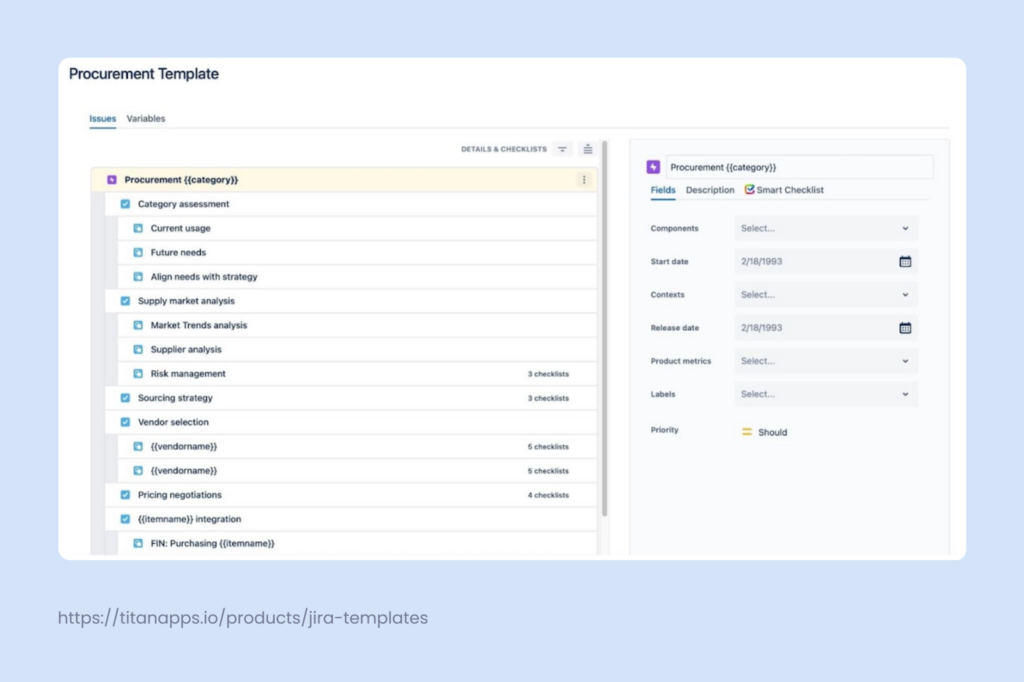 A Hardware Procurement Template Organized as a Set of Jira Work Items