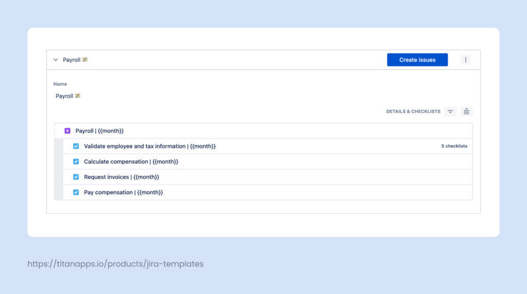 1. Jira Payroll template - Smart templates