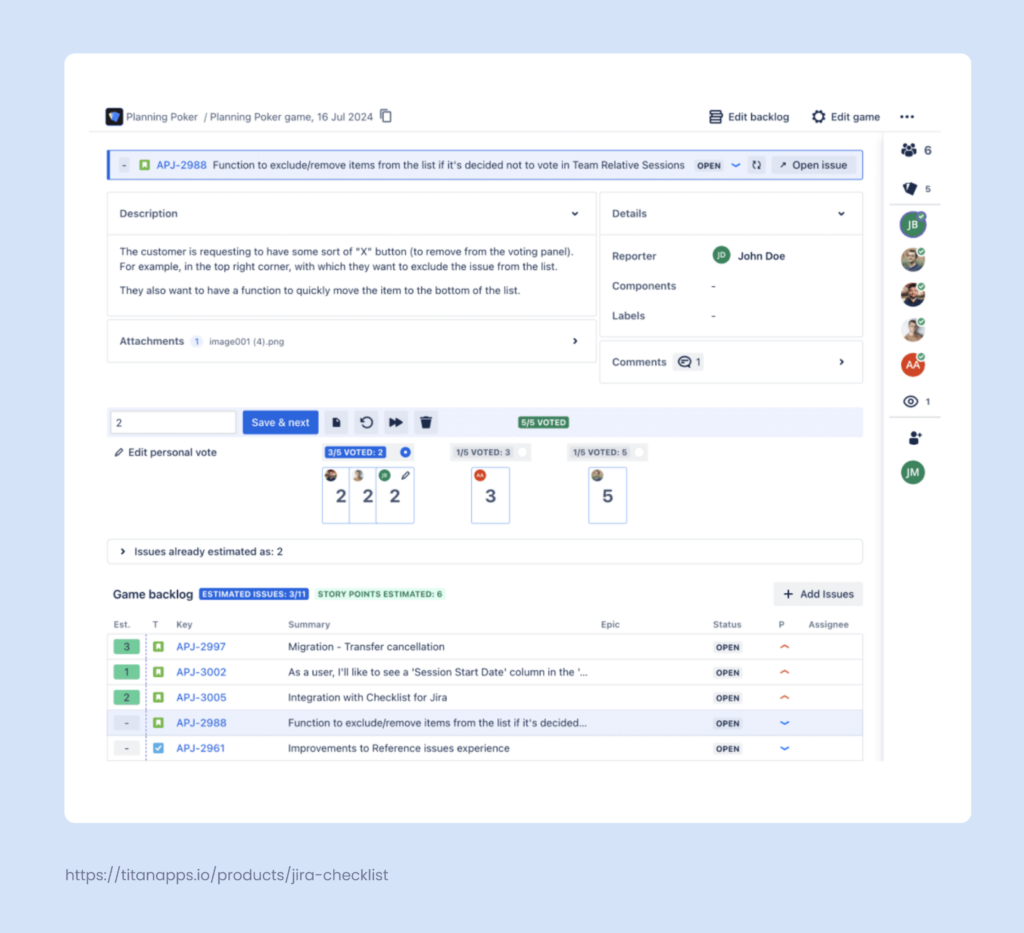 Planning Poker in Jira