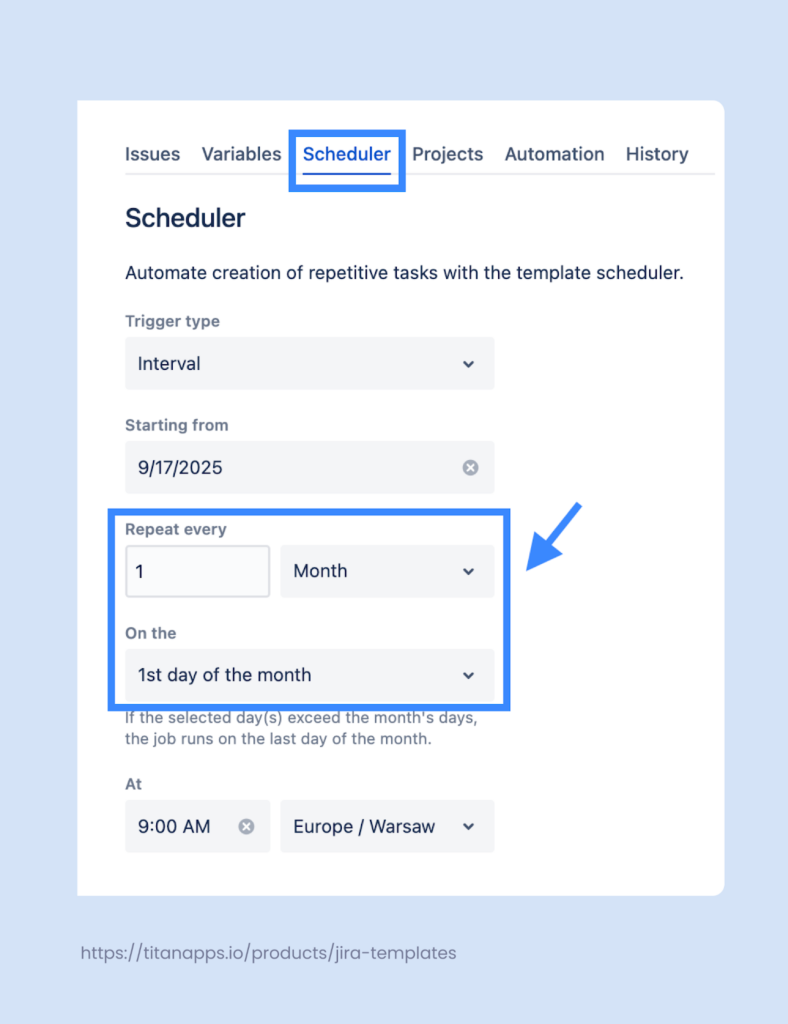 Jira automation best practices 6 - Generate work items automatically on a schedule