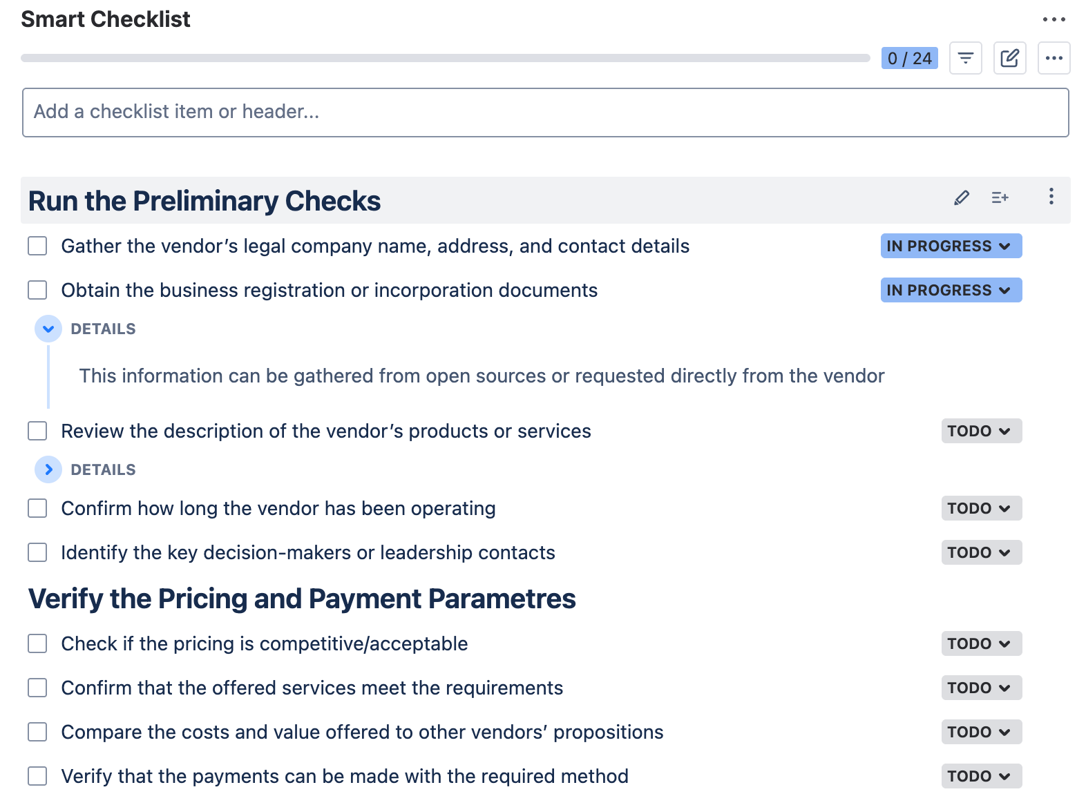 Vendor due diligence checklist