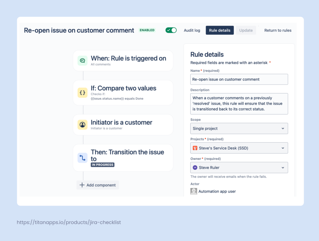 4. Re-open a JSM Ticket When a Customer Adds a Comment