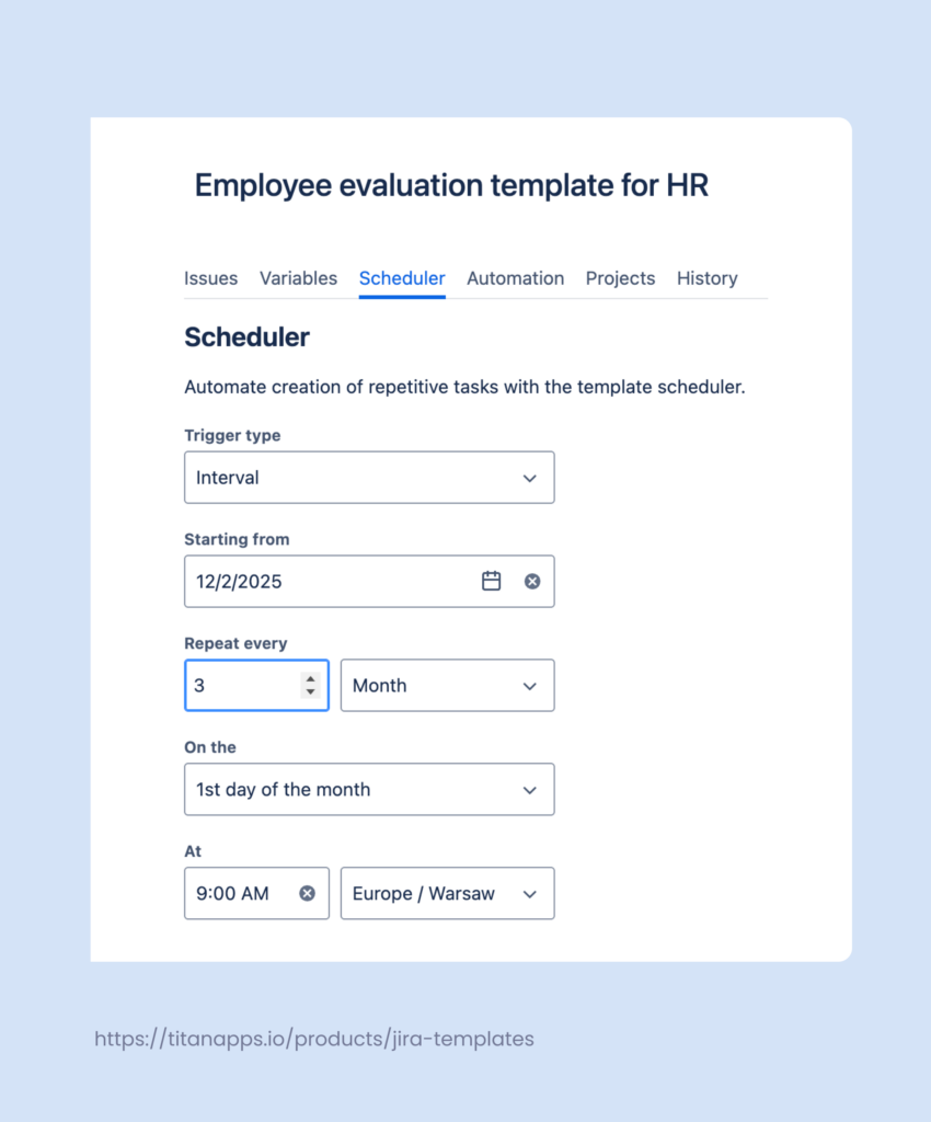 Employee evaluation template - schedule