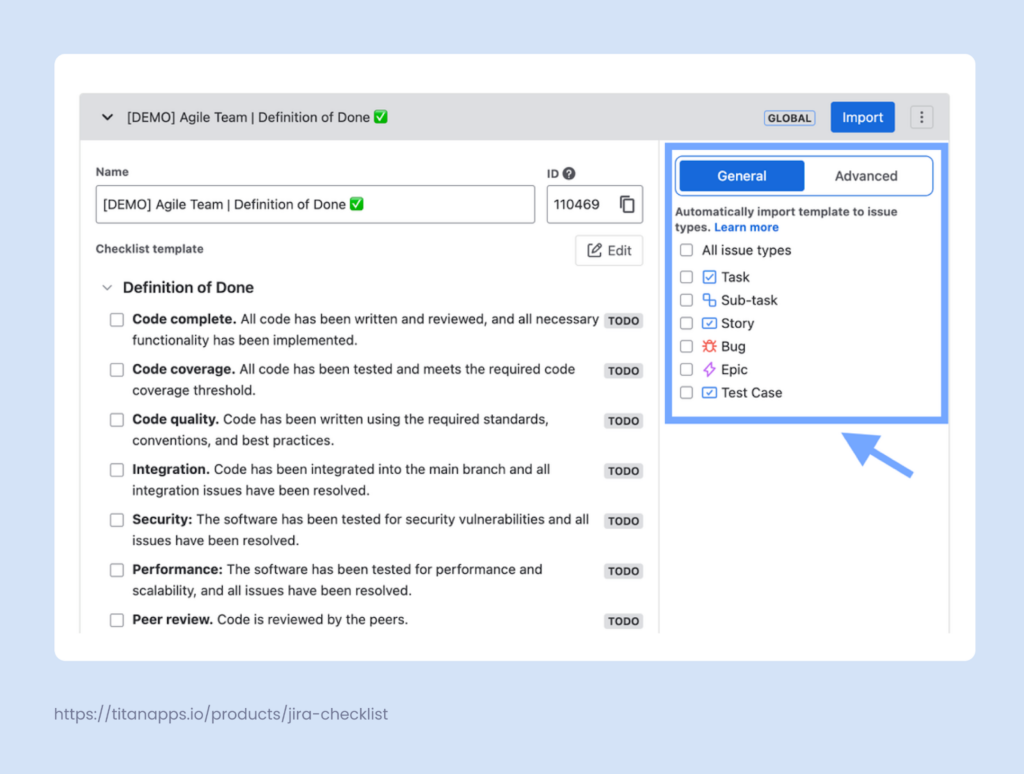 2. Definition of Done Checklist template - Automation example