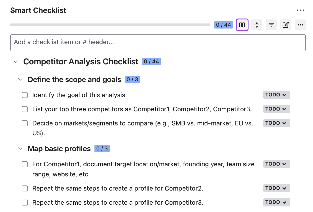 Competitor Analysis Checklist Template