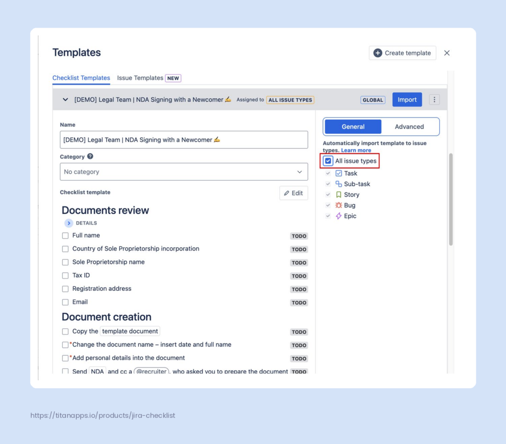 default checklist NDA with the new comer in the onboarding process