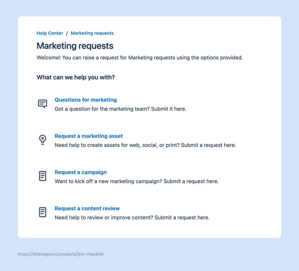 define the request type for your jsm project