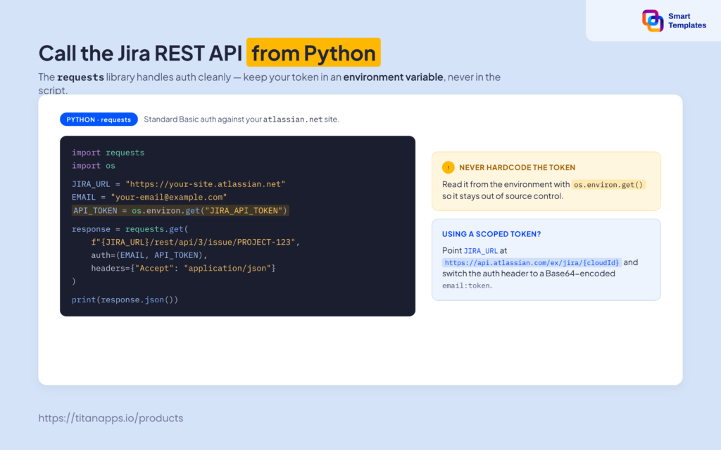 how to use API token in Python