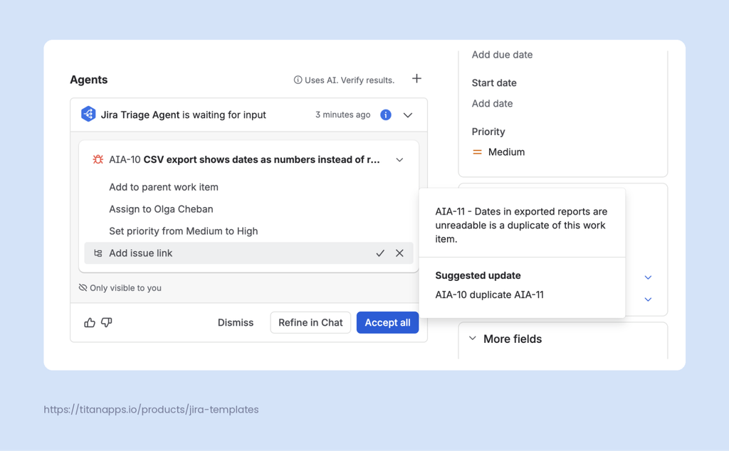 [11] - [Jira Triage Agent Suggestions for Bug Priority Assignee and Duplicates]
