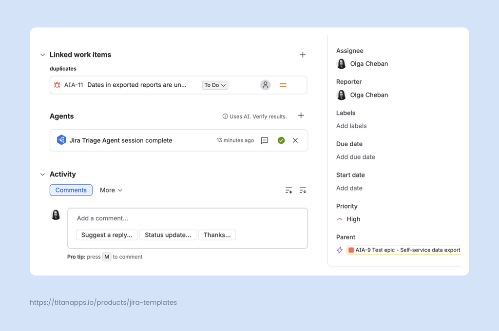 [12] - [Jira Triage Agent Updates Bug Assignee Priority and Parent]