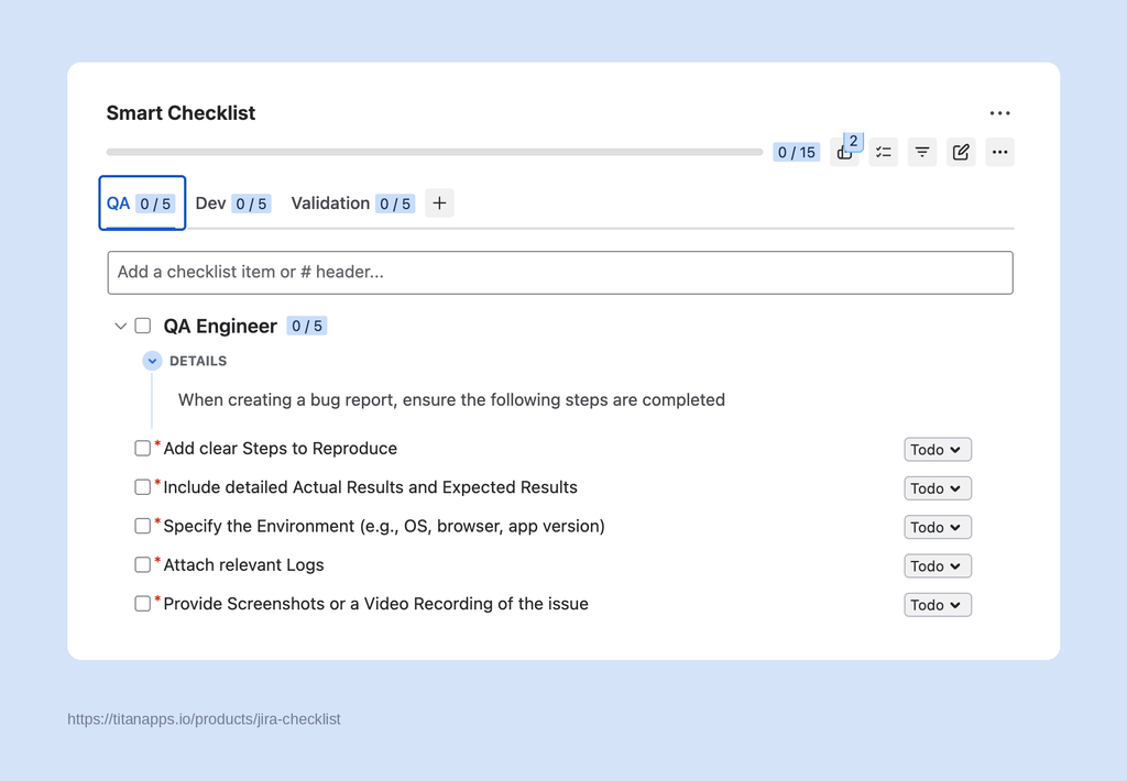 [4] - [QA Engineer Checklist for Creating Bug Reports in Jira]