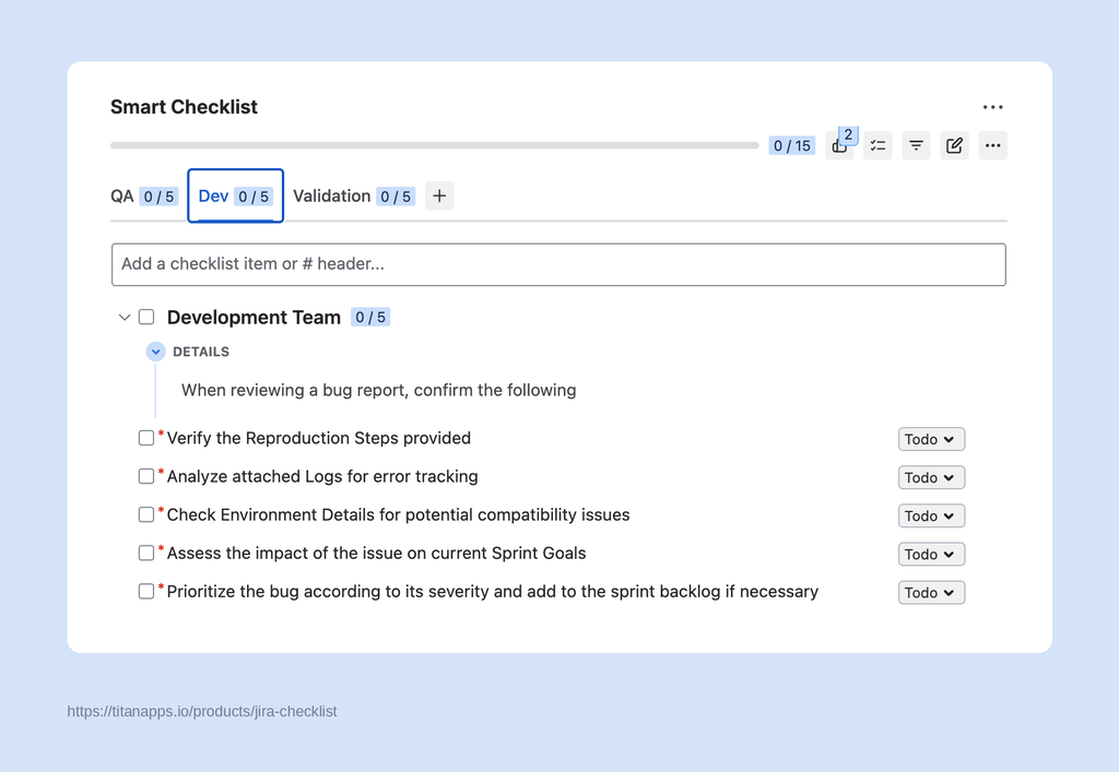 [5] - [Development Team Checklist for Reviewing Bug Reports]