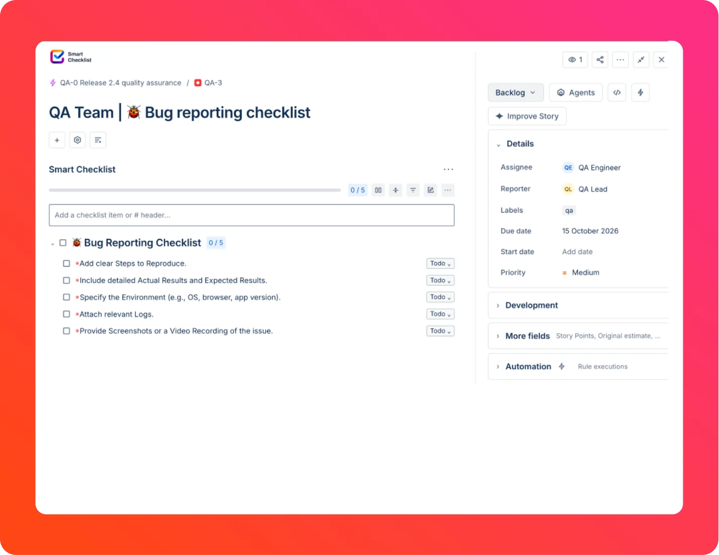 Bug reporting
